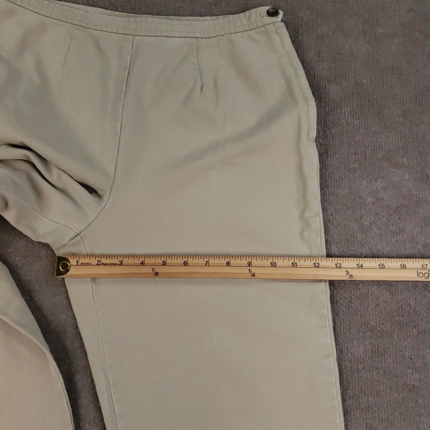 Ralph Lauren VINTAGE Ralph Lauren Pants Womens 12 Khaki Beige High Rise Straight Cropped Frayed Size 34" / US 12 / IT 48 - 5 Thumbnail