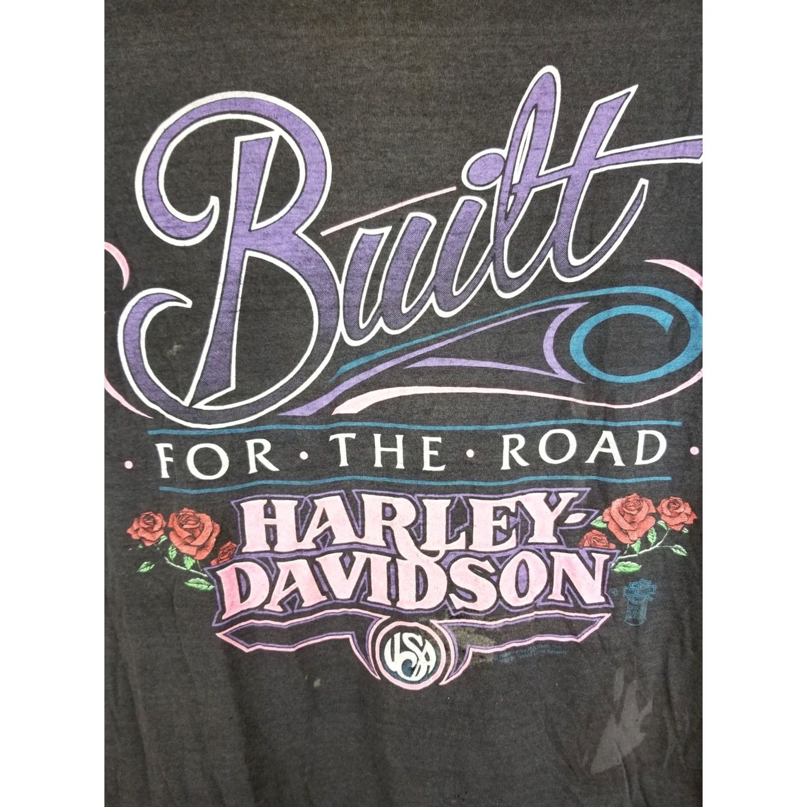 Harley Davidson VINTAGE HARLEY DAVIDSON T-SHIRT Built For The Road 50/50 Paper Thin SZ M Black Mens Shirt Size US M / EU 48-50 / 2 - 2 Thumbnail