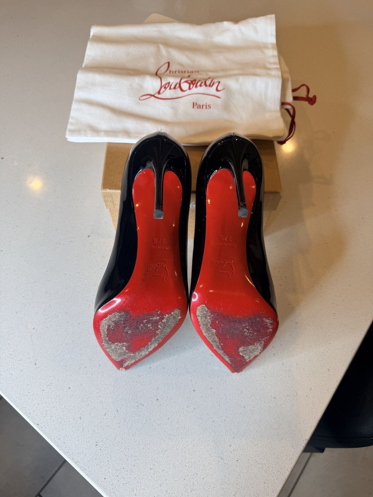 Christian Louboutin CL Pigalle patent leather 100mm size 37.5 louboutin Size US 7.5 / IT 37.5 - 7 Thumbnail