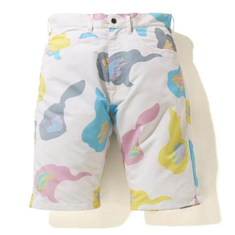 image of Bape Def Camo Wide Shorts in White, Men's (Size 38)