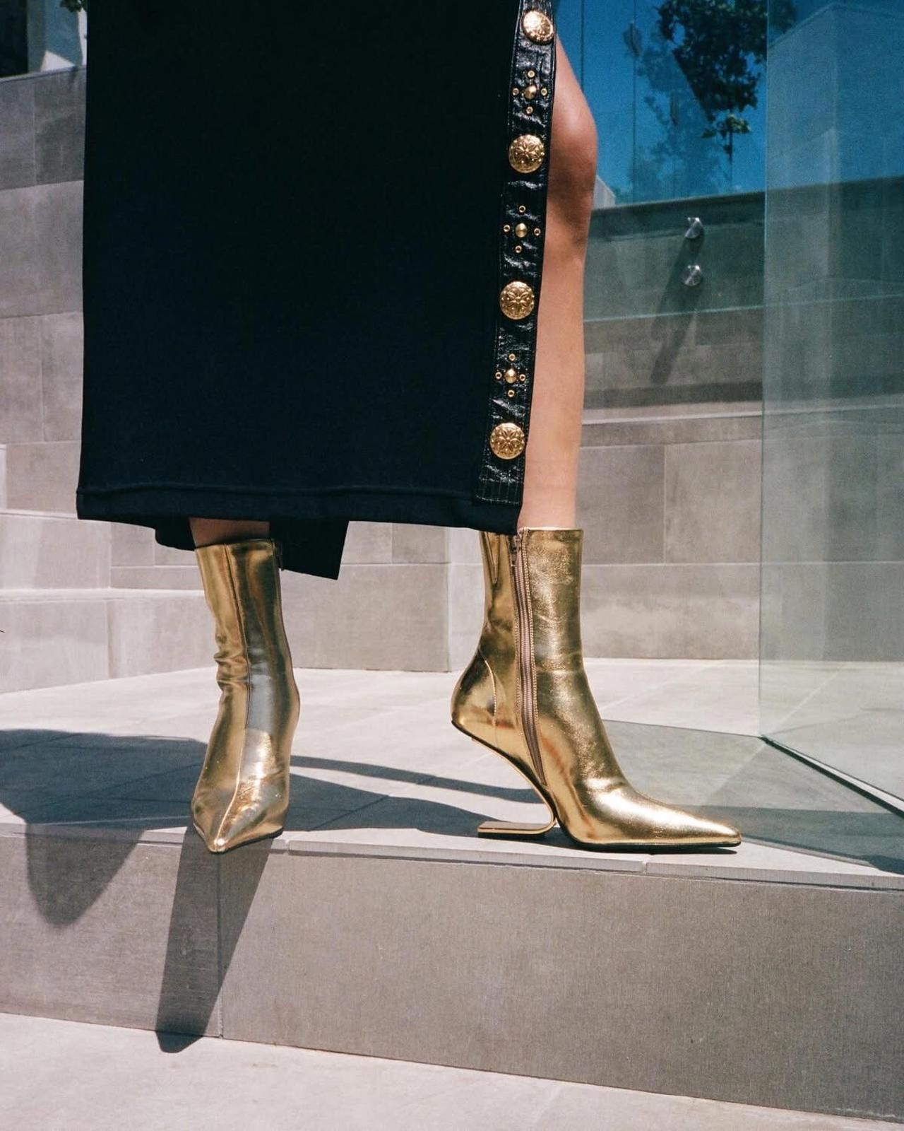 Jeffrey Campbell Jeffrey Campbell Golden Geometric Heel Pointed Boots Sz9/8 Size US 9 / IT 39 - 4 Thumbnail