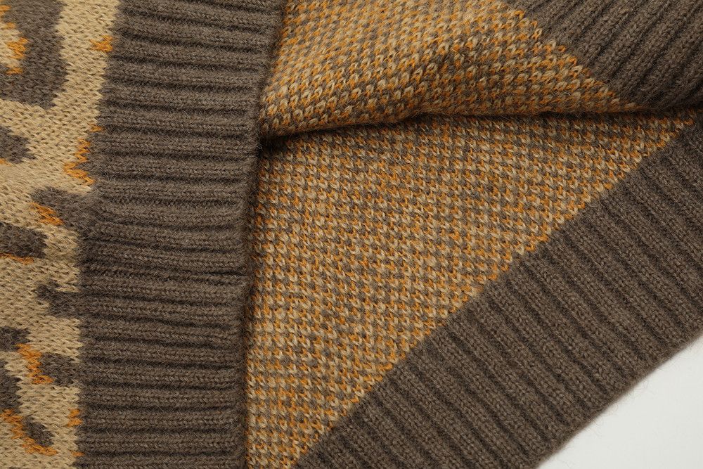 Japanese Brand Leapard knitted Zipper Sweater Size US L / EU 52-54 / 3 - 6 Thumbnail