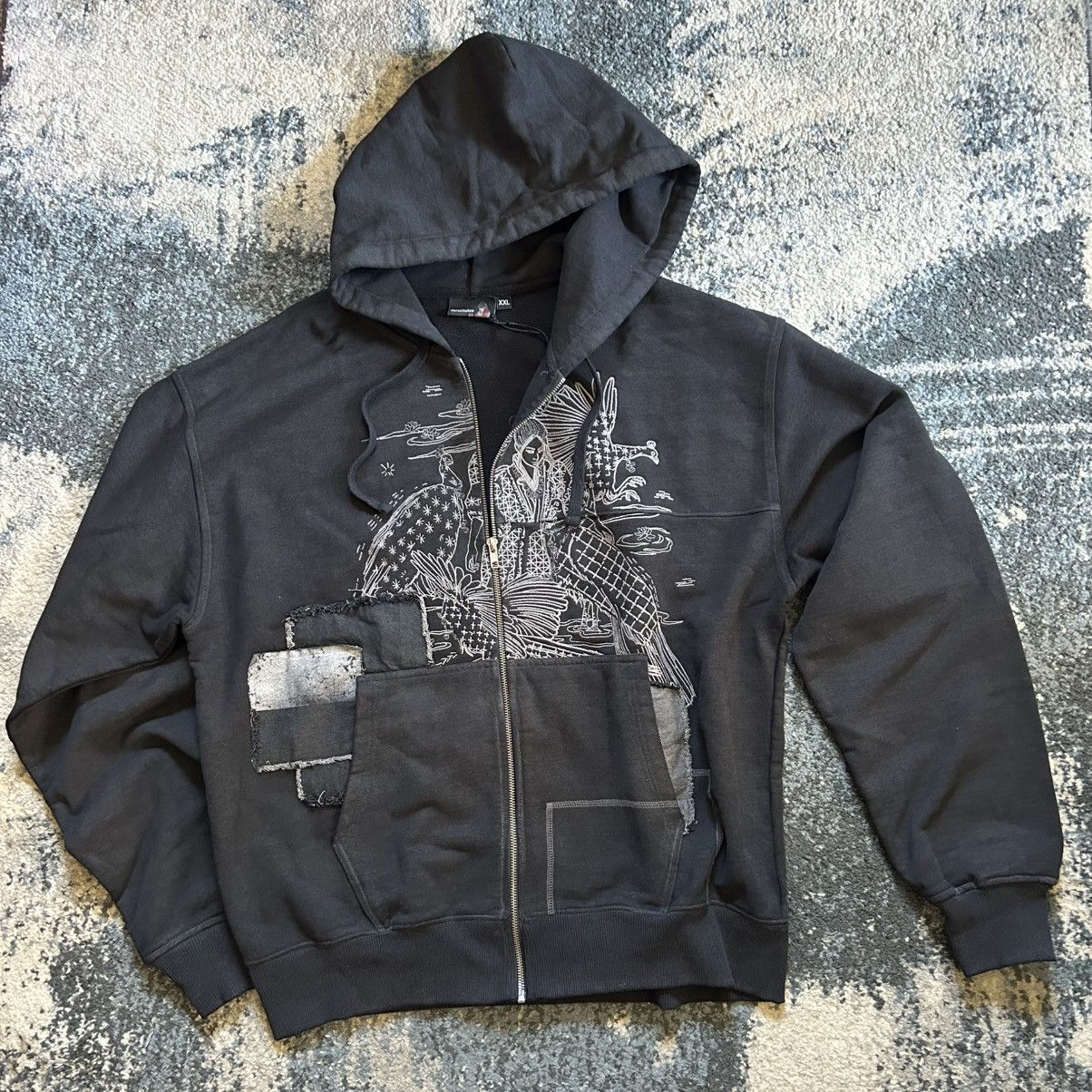 Derschutze BORO SASHiKO ZiP UP HOODiE SWEATSHiRT PATCHWORK Size US XXL / EU 58 / 5 - 18 Thumbnail