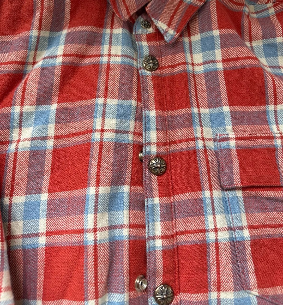 Chrome Hearts Red Lined plaid checkered flannel jacket Size US L / EU 52-54 / 3 - 6 Thumbnail