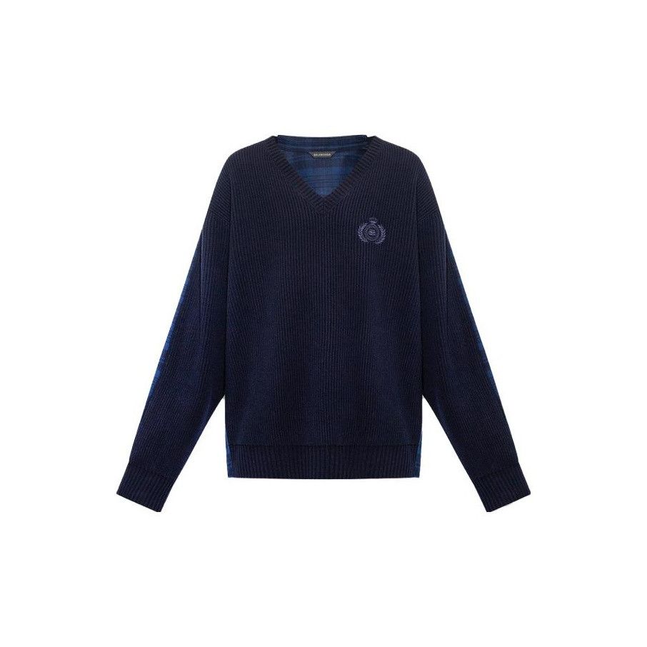 Balenciaga o1mt1gz0125 Hybrid V-Neck Shirt in Navy Blue Size US S / EU 44-46 / 1 - 1 Thumbnail
