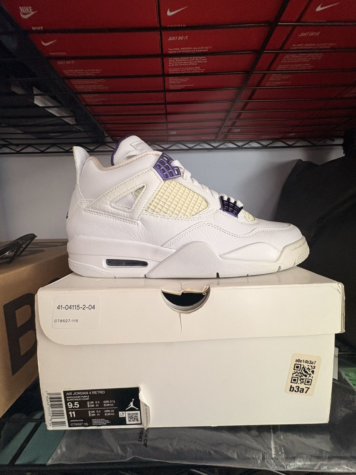 Jordan Brand Jordan 4 Retro Metallic Purple Size US 9.5 / EU 42-43 - 3 Thumbnail