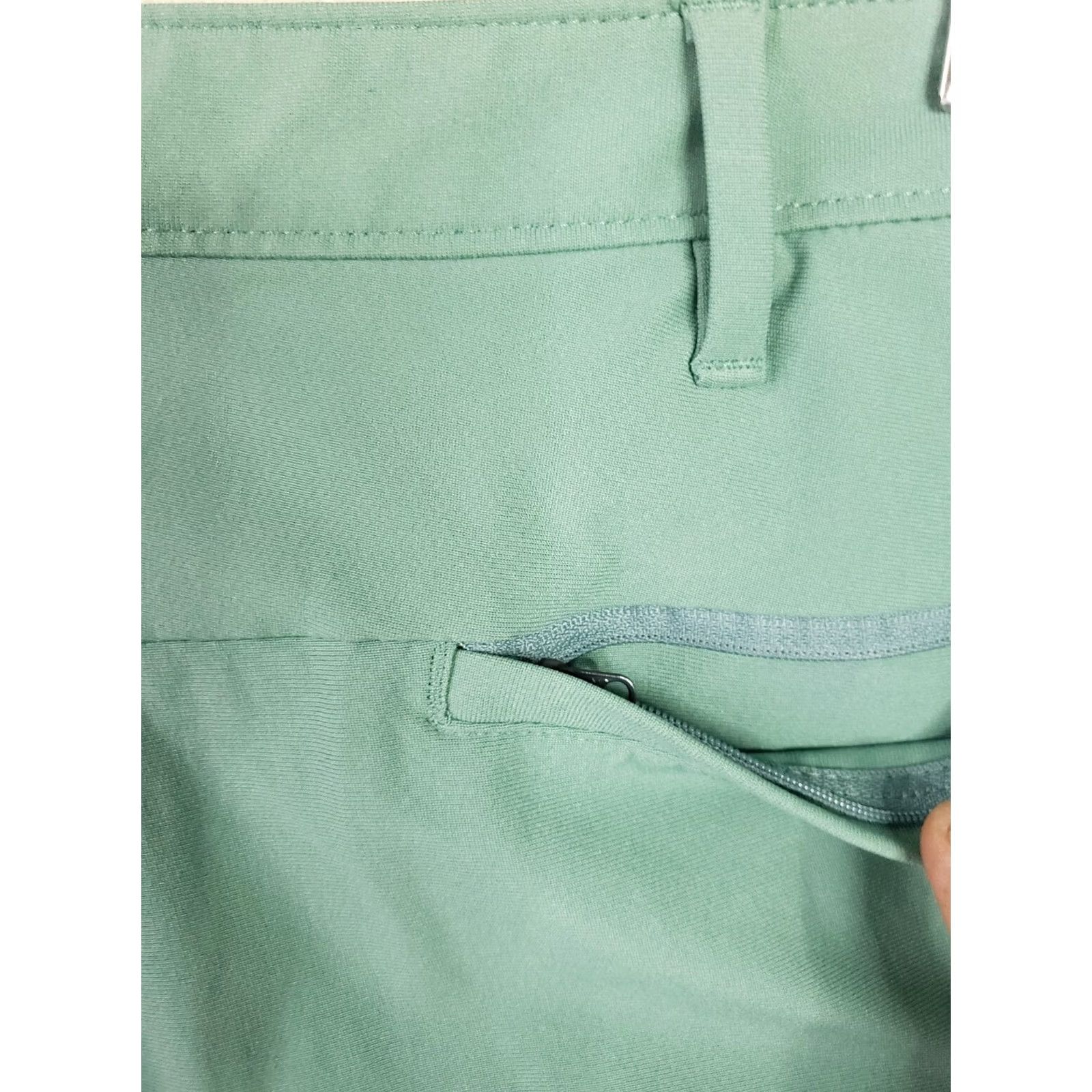 Lands' End Lands' End Shorts Men's 35x9 Teal Green Flat Front 5 Pocket Polyester Chino Casual Mens Size US 35 - 7 Thumbnail