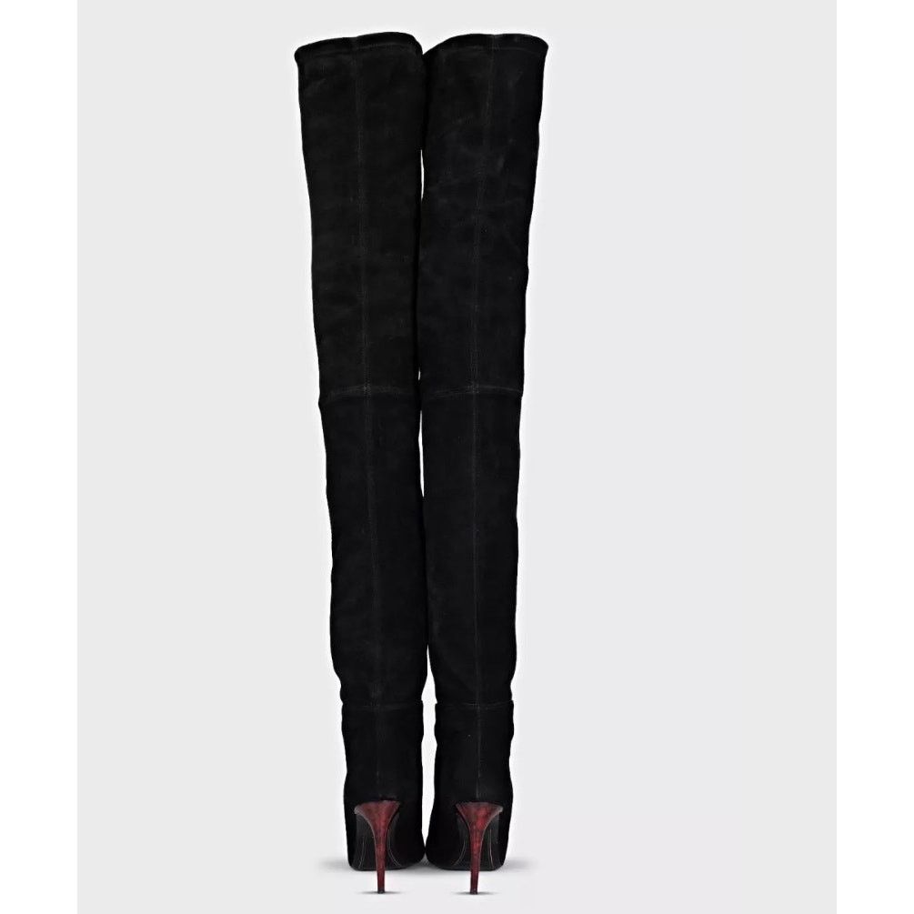 Balmain Balmain x H&M Black Suede Over-the-Knee Boots - Size 39 Size US 8 / IT 38 - 4 Thumbnail