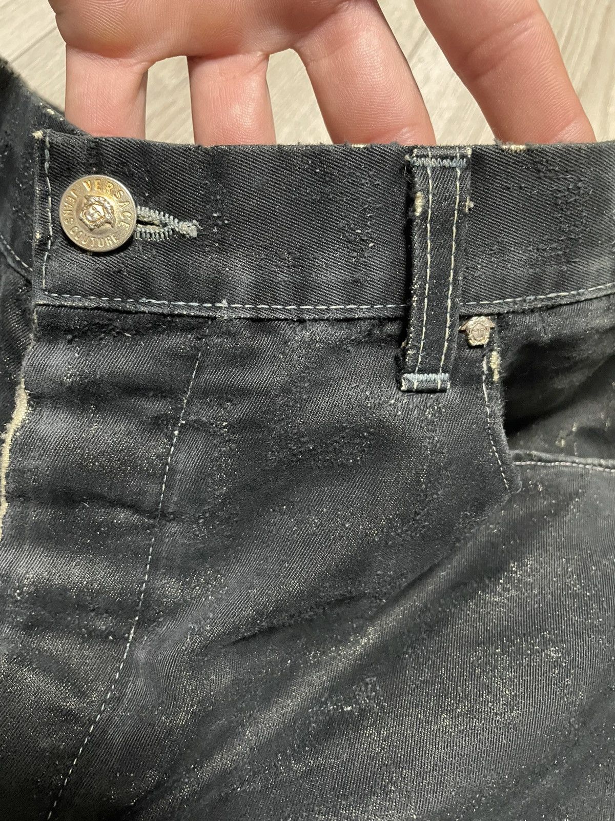 Versace Jeans Couture Vintage Trashed Gianni Versace Monogram Jeans Size US 38 / EU 54 - 7 Thumbnail