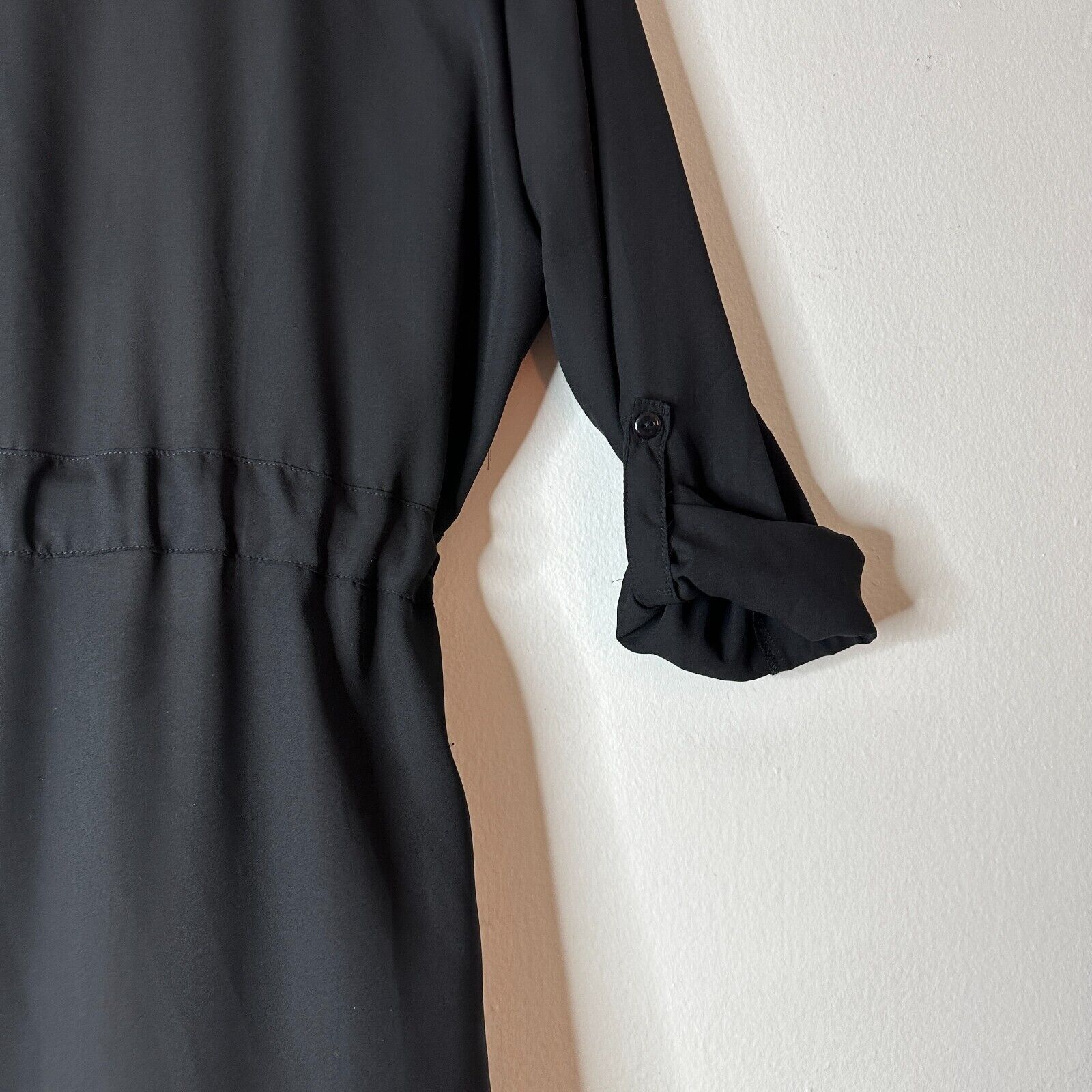 Other ReVamped Black Roll Tab Tie Waist Waterfall Neck Wrap Dress Size S / US 4 / IT 40 - 5 Thumbnail