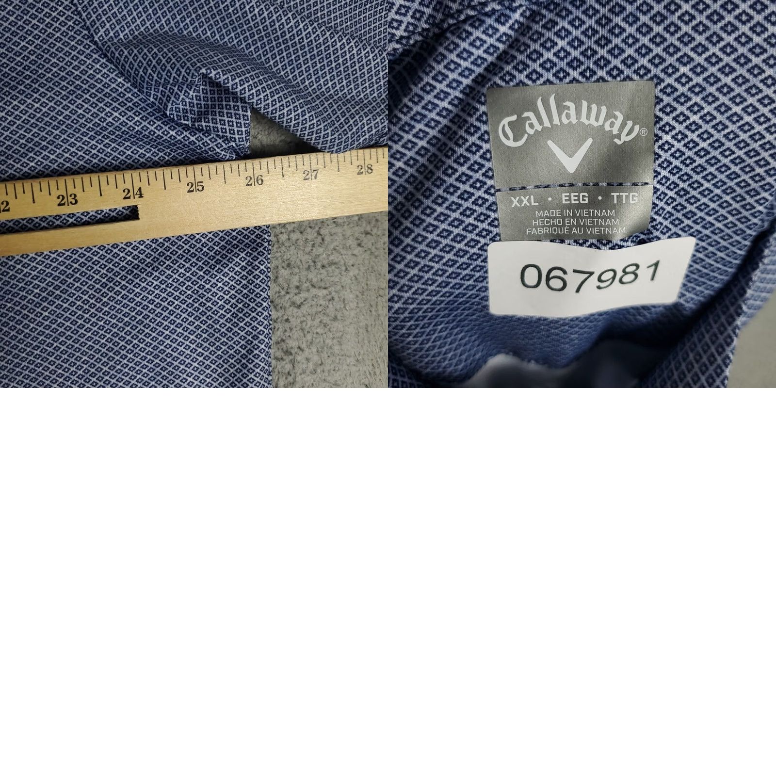 Callaway Callaway Polo Shirt Mens 2XL Blue Geometric Opti Dri Fit Short Sleeve Polo Shirt Mens Blue Geometric Pattern 2XL Modern Preppy Sports Mens Size US XXL / EU 58 / 5 - 8 Thumbnail