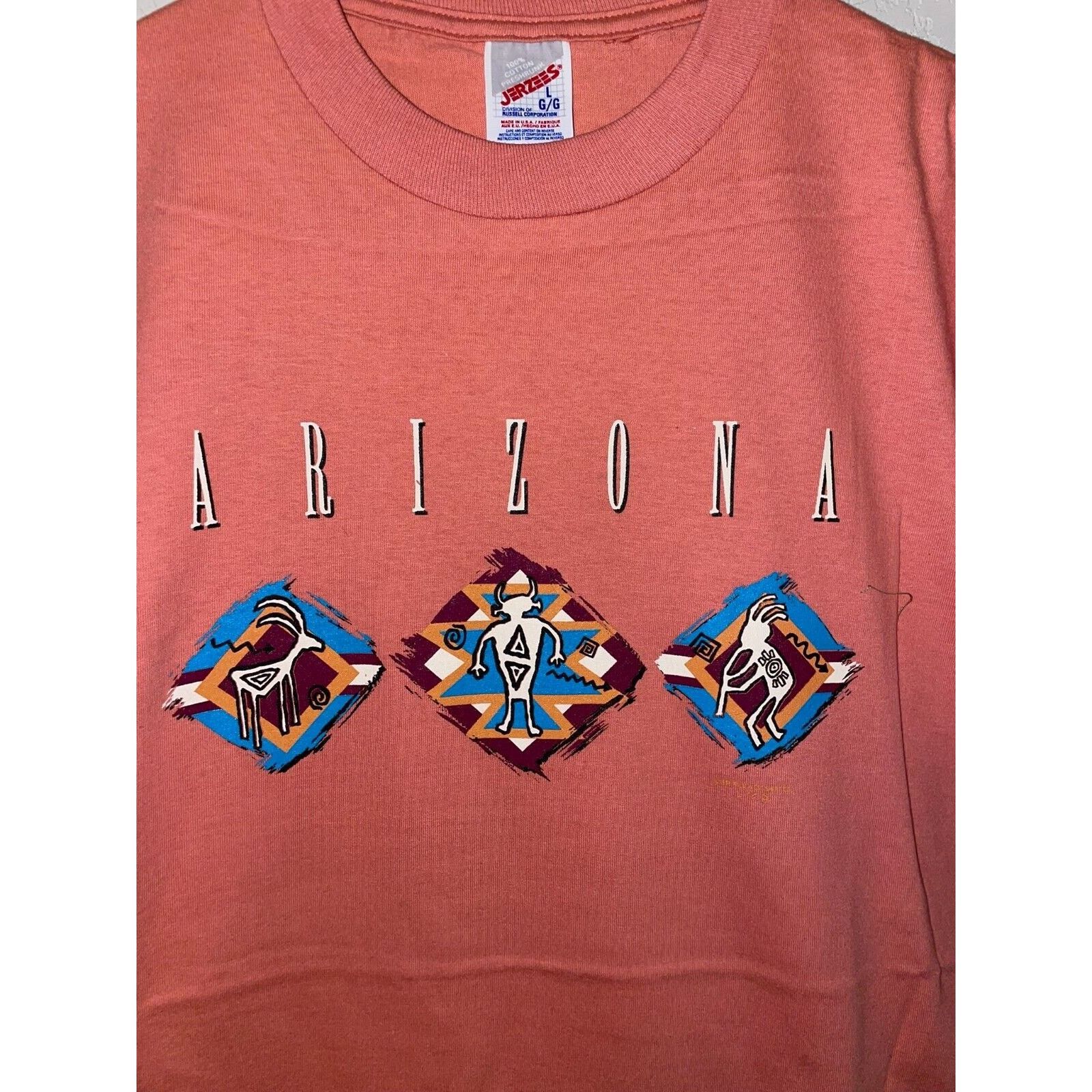 Jerzees Vintage Arizona Native Shirt American Peach Pink 90s VTG Tee Size US L / EU 52-54 / 3 - 2 Thumbnail
