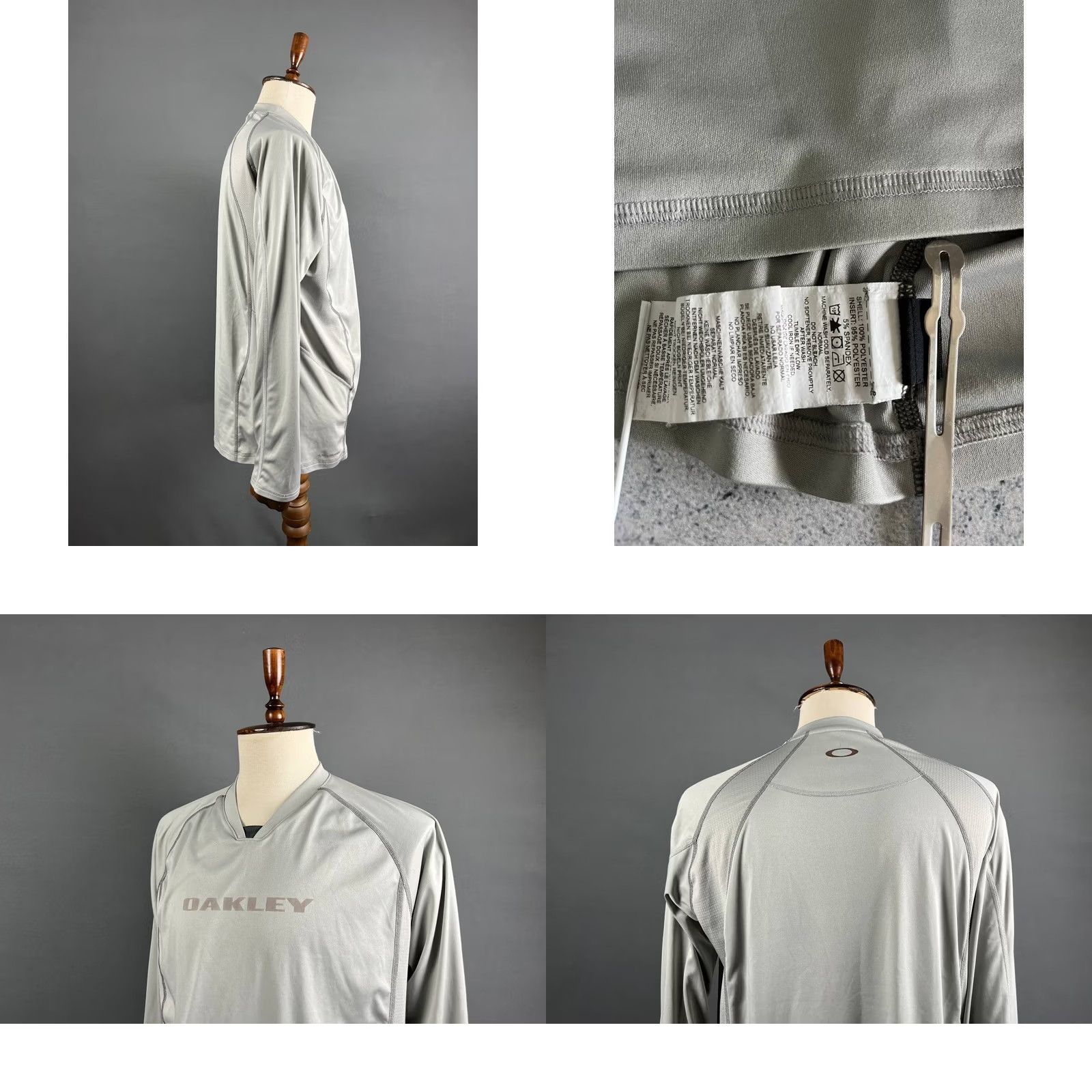 Oakley Oakley Mens T-Shirt Gray Polyester V-Neck Long Sleeve Crew Neck One Size Regular Logo Shirt Men Size US M / EU 48-50 / 2 - 8 Thumbnail