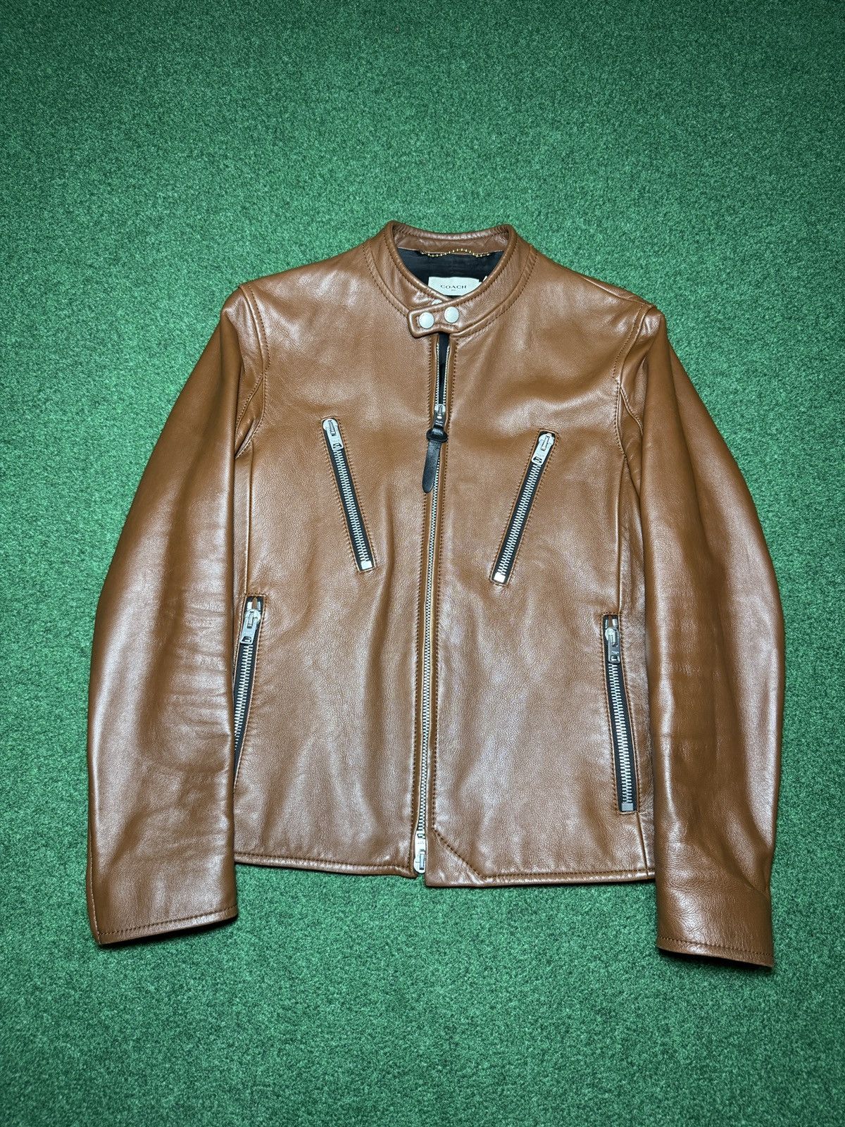 Coach Coach Lambs Leather Brown Racer Moto Brown 48 Medium Jacket Size US M / EU 48-50 / 2 - 1 Thumbnail