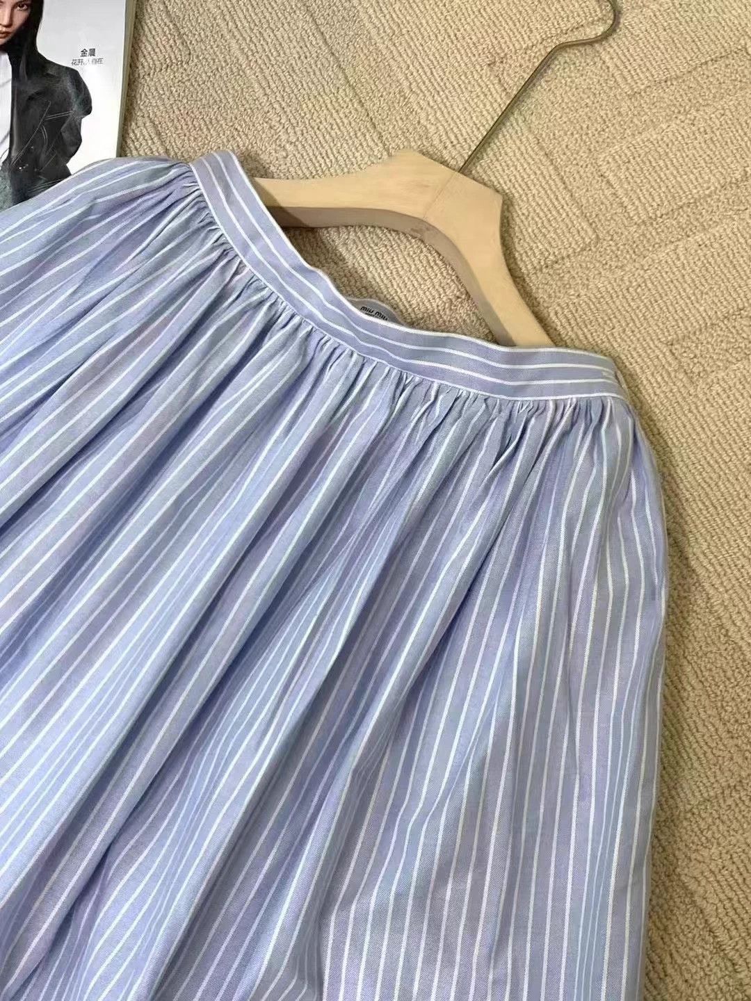 Miu Miu Miu Miu Lace Trim Stripe Skirt 40 Like New 100% Cotton Size 27" / US 4 / IT 40 - 2 Thumbnail