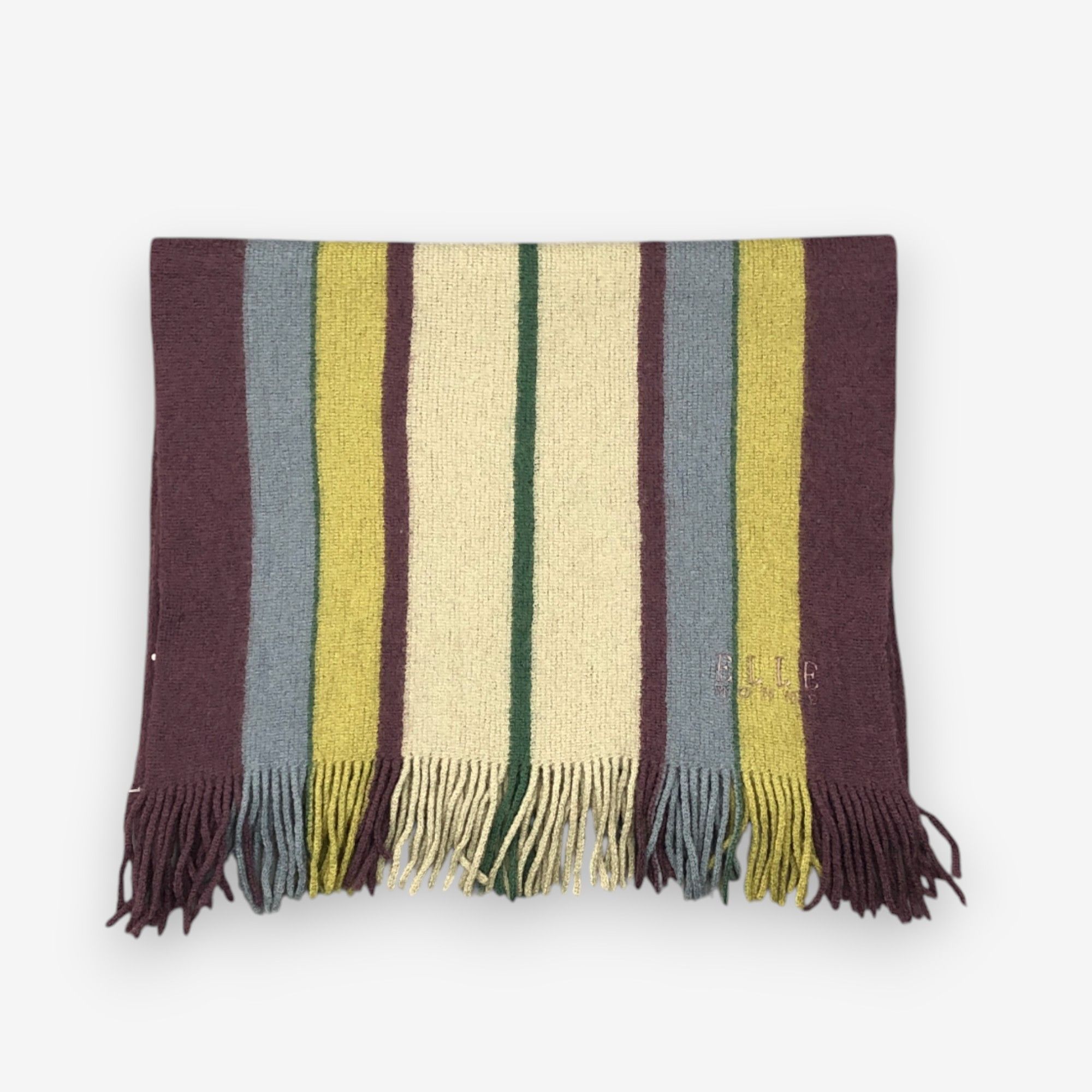 Japanese Brand Vintage Elle Scarf Muffler Wool Ribbed Knit Winter Scarves Size ONE SIZE - 2 Thumbnail