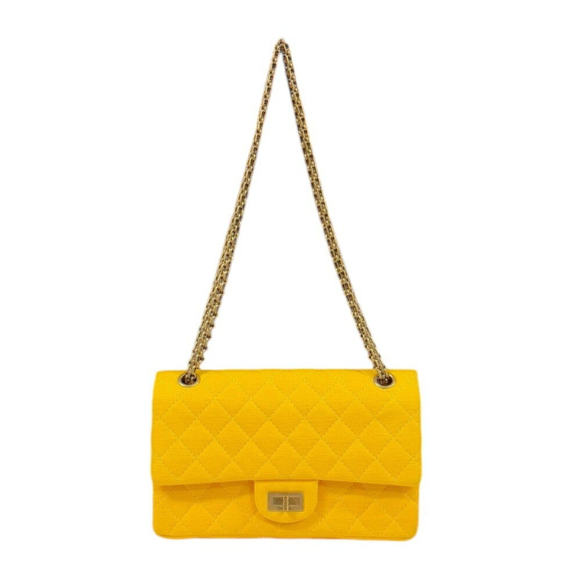 Chanel 2.55 Matelasse Shoulder Bag A37586 Yellow Women's Chanel W Flap Chain