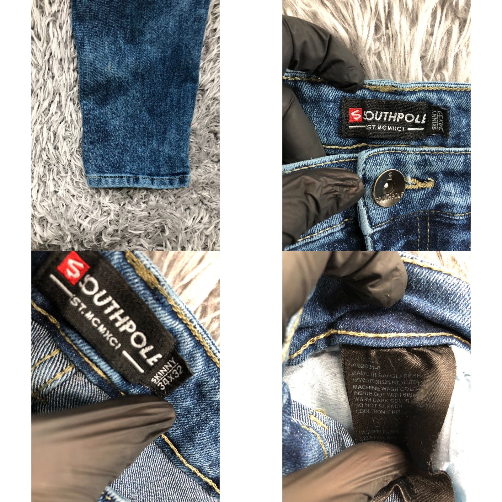 Southpole Southpole Jeans Skinny Mens 34x32 Regular Mid Blue Denim 5-Pocket Belt Loops Cotton Blend Size US 34 / EU 50 - 8 Thumbnail