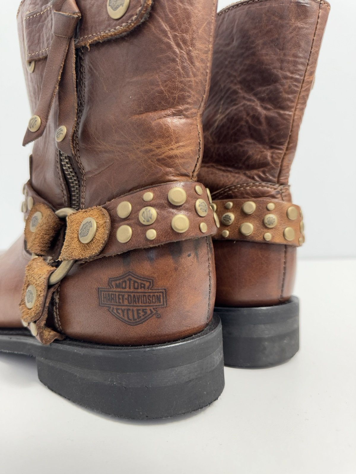 Harley Davidson × Vintage HARLEY DAVIDSON VADA Biker Boots Ankle Leather Bootie EUR-40 Size US 10 / IT 40 - 10 Thumbnail