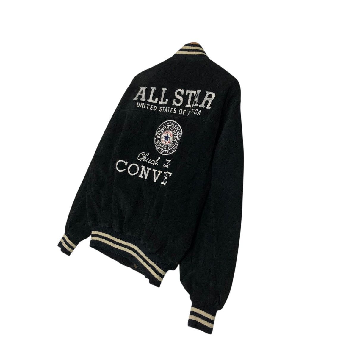 Japanese Brand 🔥VINTAGE BOMBER LEATHER JACKET CONVERSE ALL STAR BOSTON MASS Size US M / EU 48-50 / 2 - 12 Thumbnail