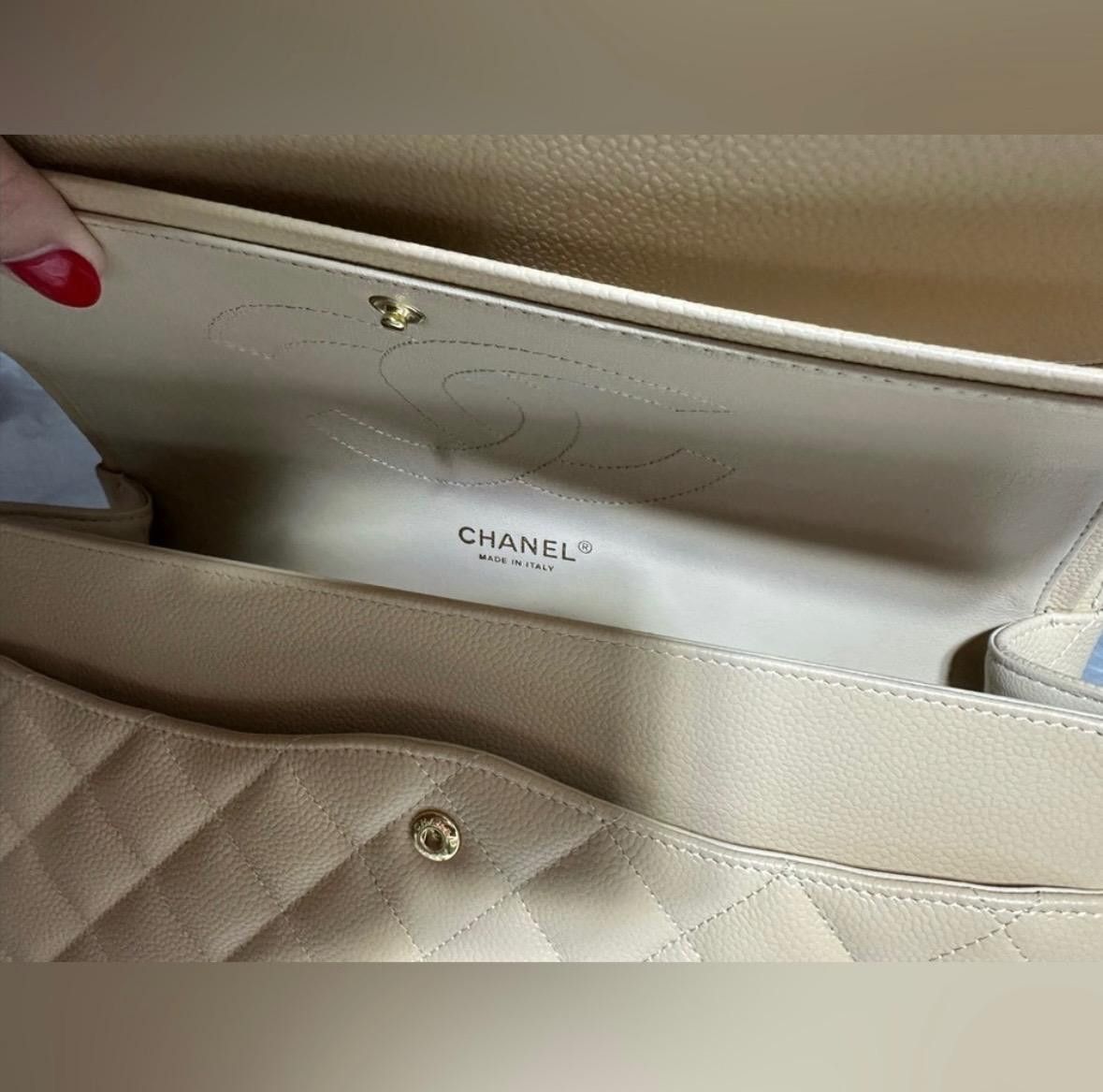 Chanel Chanel Quilted Beige Caviar Leather Jumbo Double Flapbag Size ONE SIZE - 4 Thumbnail