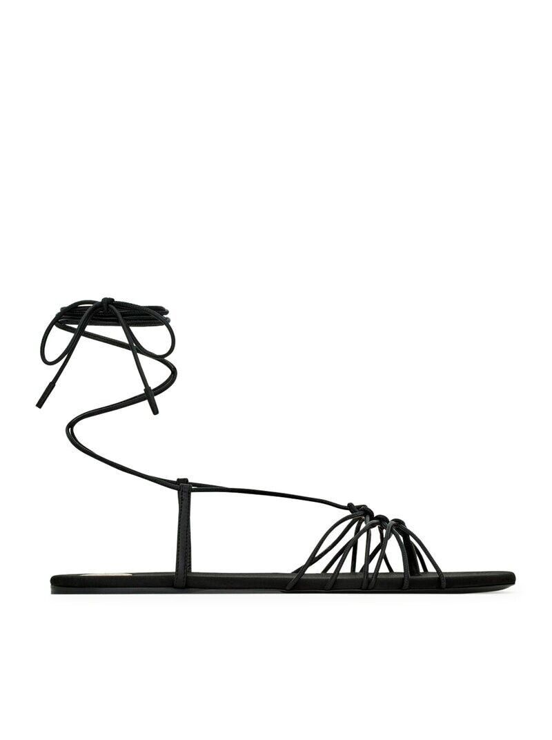 SAINT LAURENT Babylone Black Leather Sandals Authentic