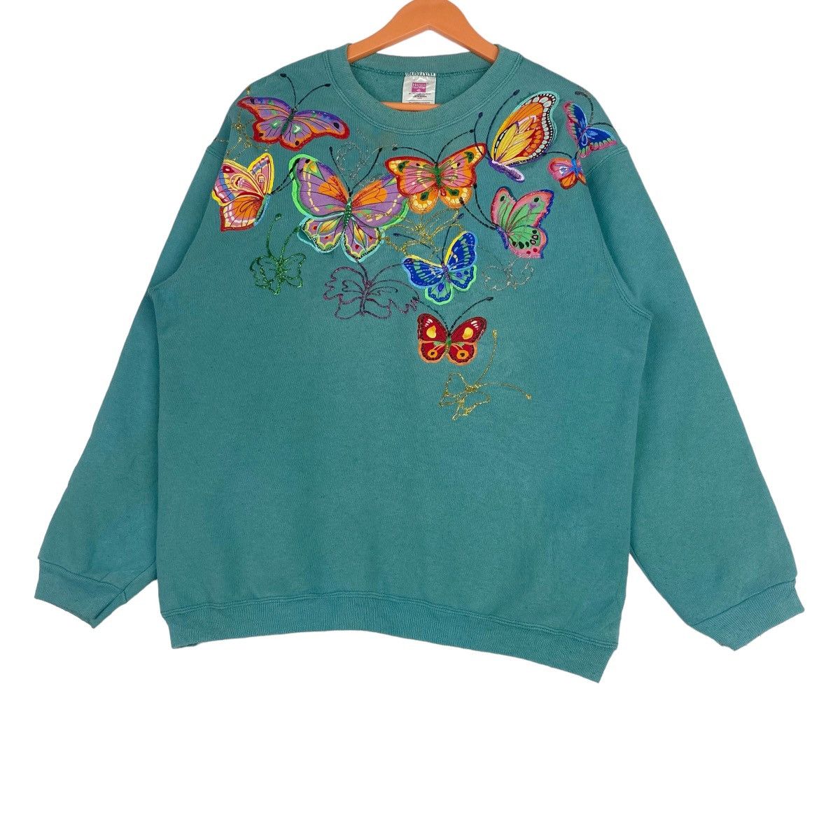 Hanes Butterfly Sweatshirt Crewneck Pullover Jumper Size US L / EU 52-54 / 3 - 3 Thumbnail