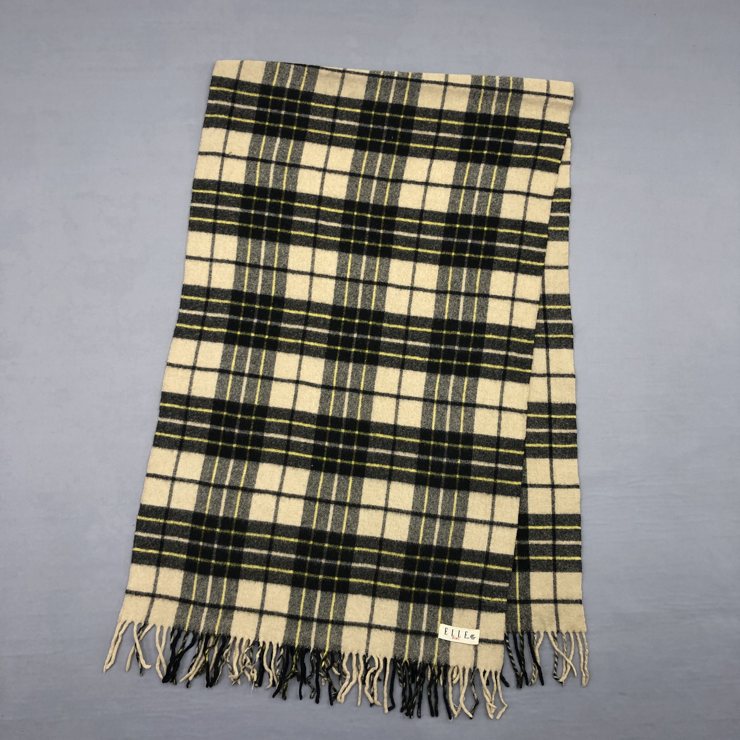 Vintage Vintage Elle Scarf Tartan Plaid Large Wool Cashmere Scarves Size ONE SIZE - 3 Thumbnail
