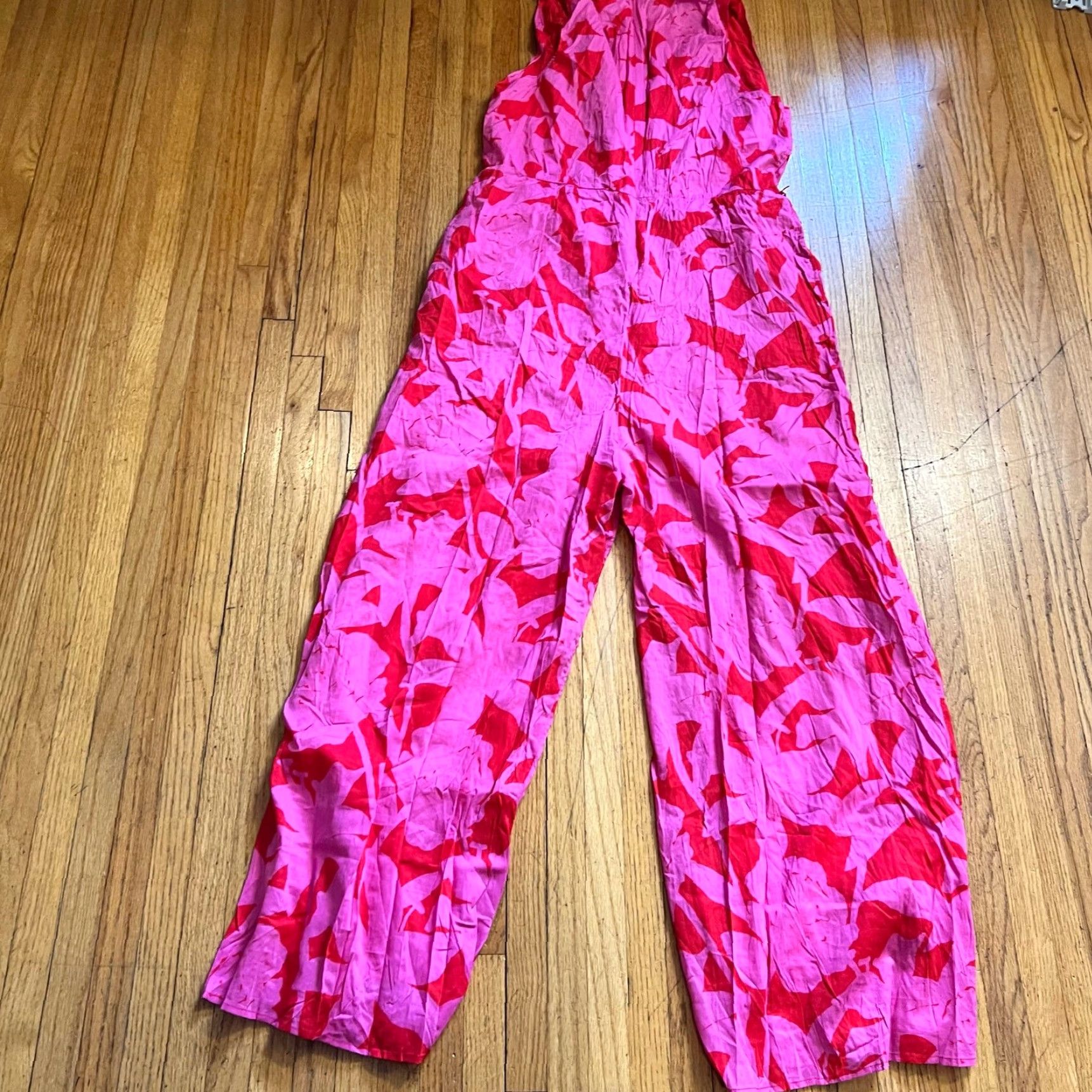 Vineyard Vines Vineyard Vines Jumpsuit Womens 12 Tropical Floral Eomper Wide Leg Vacation Pink Womens Size 12 Pink One-Piece Fashion Dress? Size 34" / US 12 / IT 48 - 3 Thumbnail