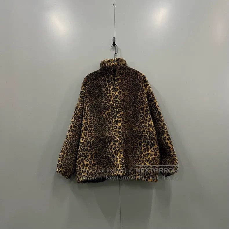 Balenciaga Leopard Print Zipper High Collar Fur Coat
