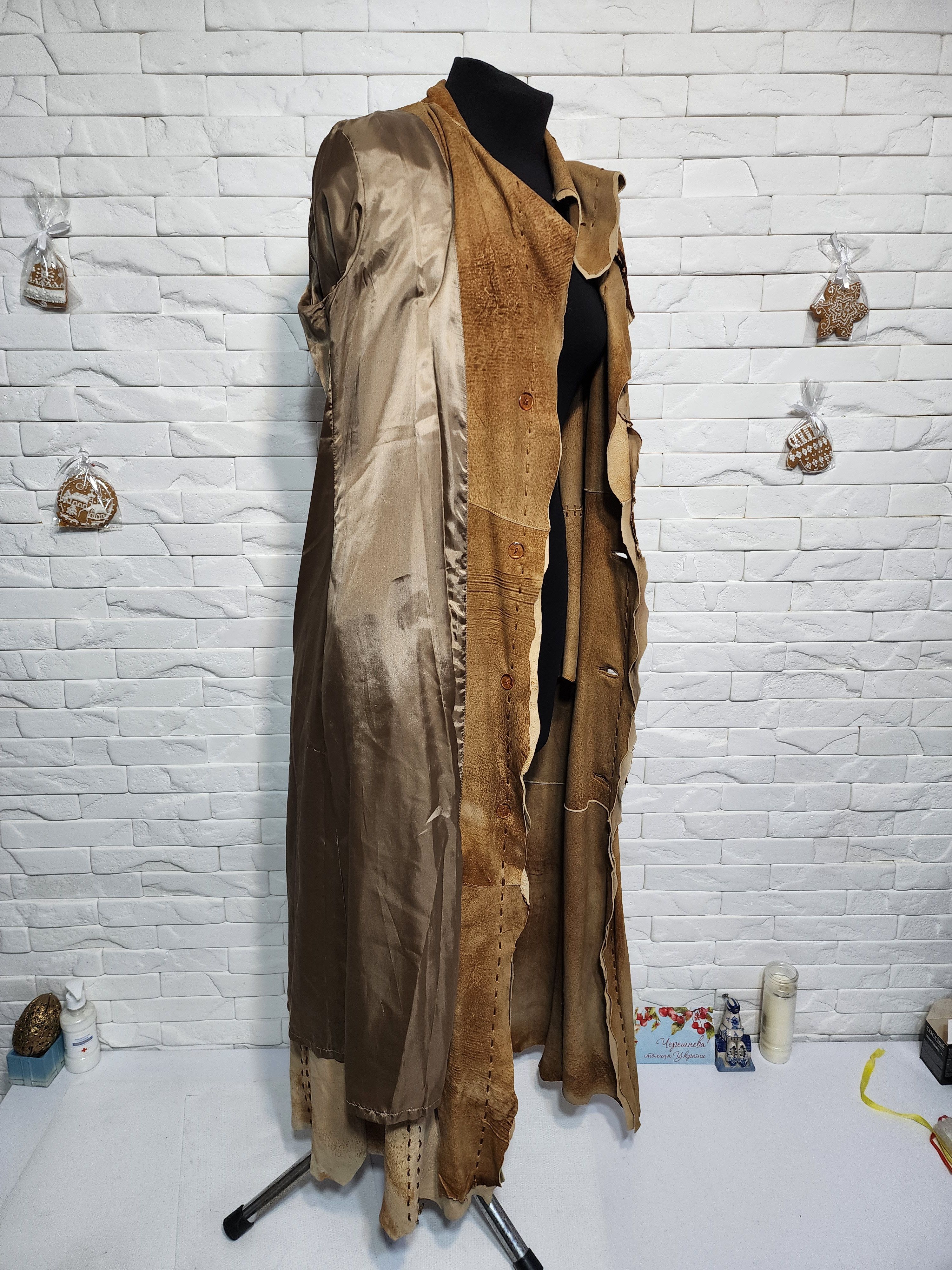 Other Brown Leather Jacket: Long Stylish Women's Coat Size M / US 6-8 / IT 42-44 - 9 Thumbnail