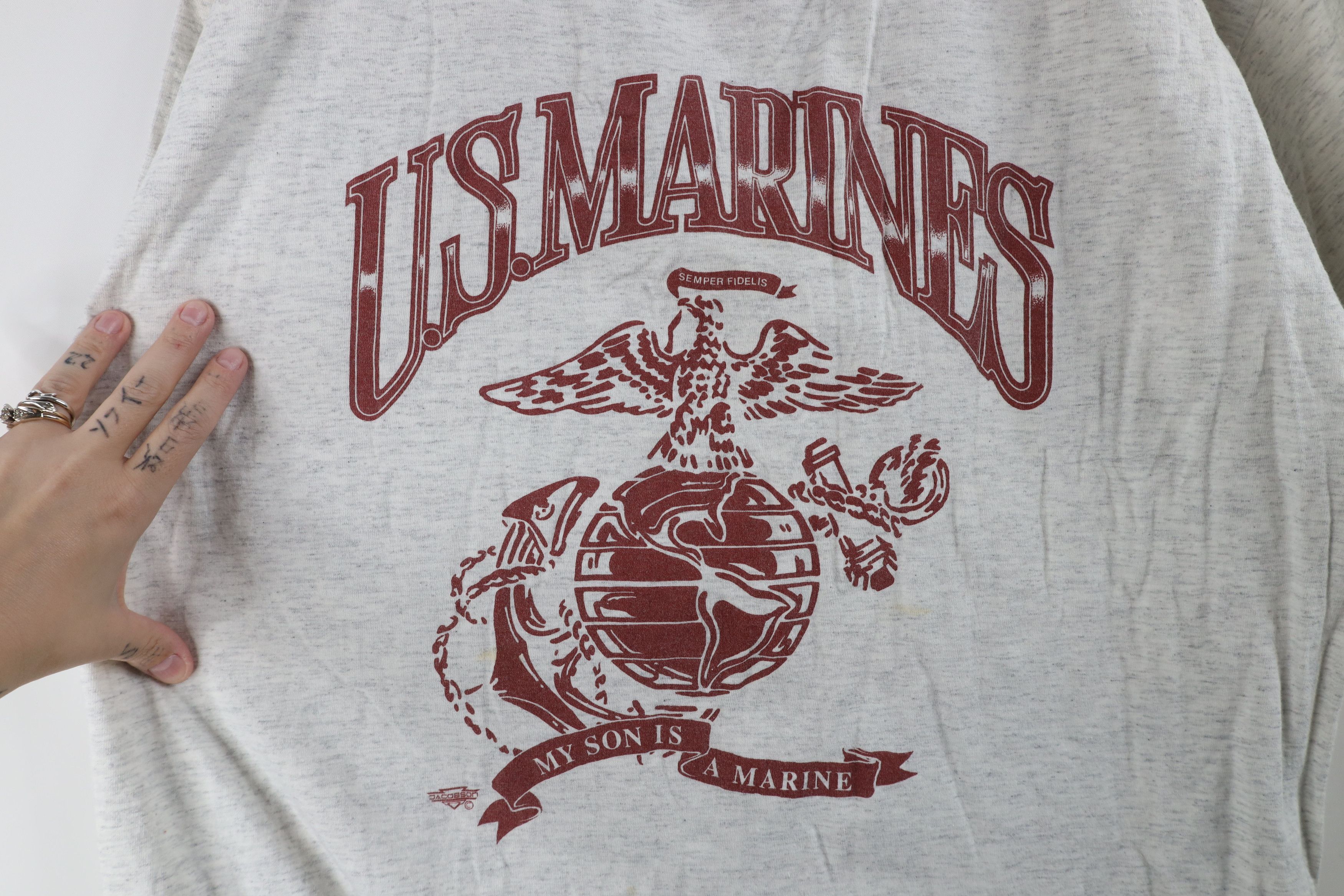 Vintage Vintage 90s USMC My Son Is A Marine T-Shirt Heather Gray Size US XL / EU 56 / 4 - 4 Thumbnail