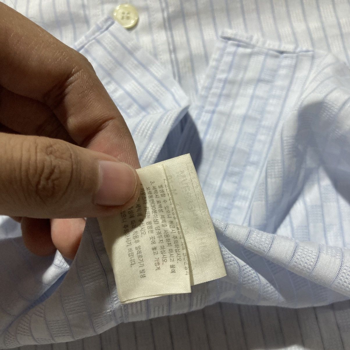 Givenchy 1990s Vintage Givenchy Men Stripe Pocket Shirt Blue Luxury Size US XL / EU 56 / 4 - 17 Thumbnail