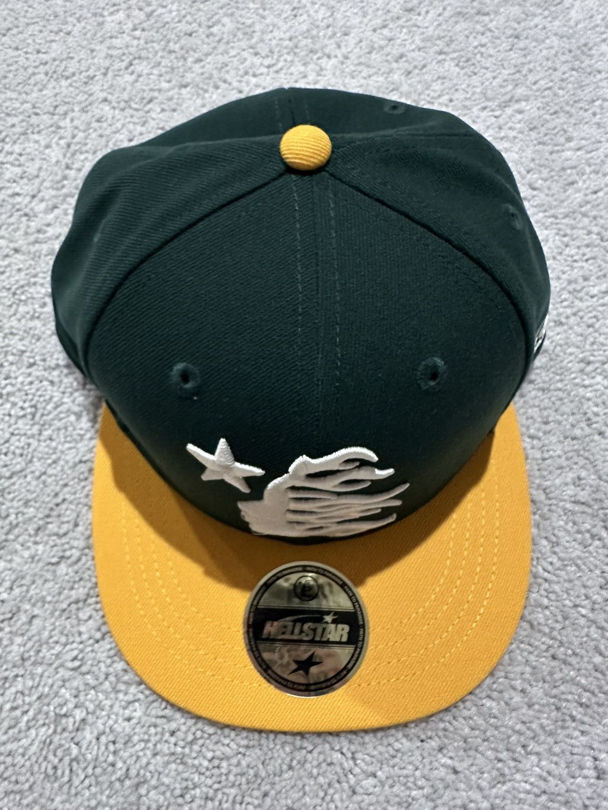 HELLSTAR Hellstar Green and Yellow Fitted Baseball Hat 7 3/8 Size ONE SIZE - 5 Thumbnail