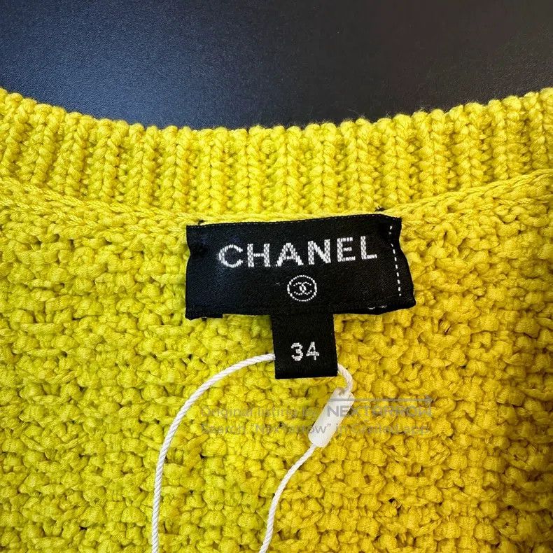 Chanel Chanel Lemon yellow short knitted cardigan coat Size XXS / US 00 / IT 34 - 4 Thumbnail