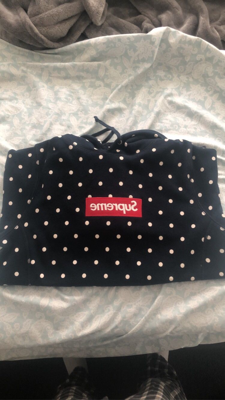 image of Comme Des Garcons x Supreme Commes Des Garçon Navy Box Logo Hoodie, Men's (Size Medium)
