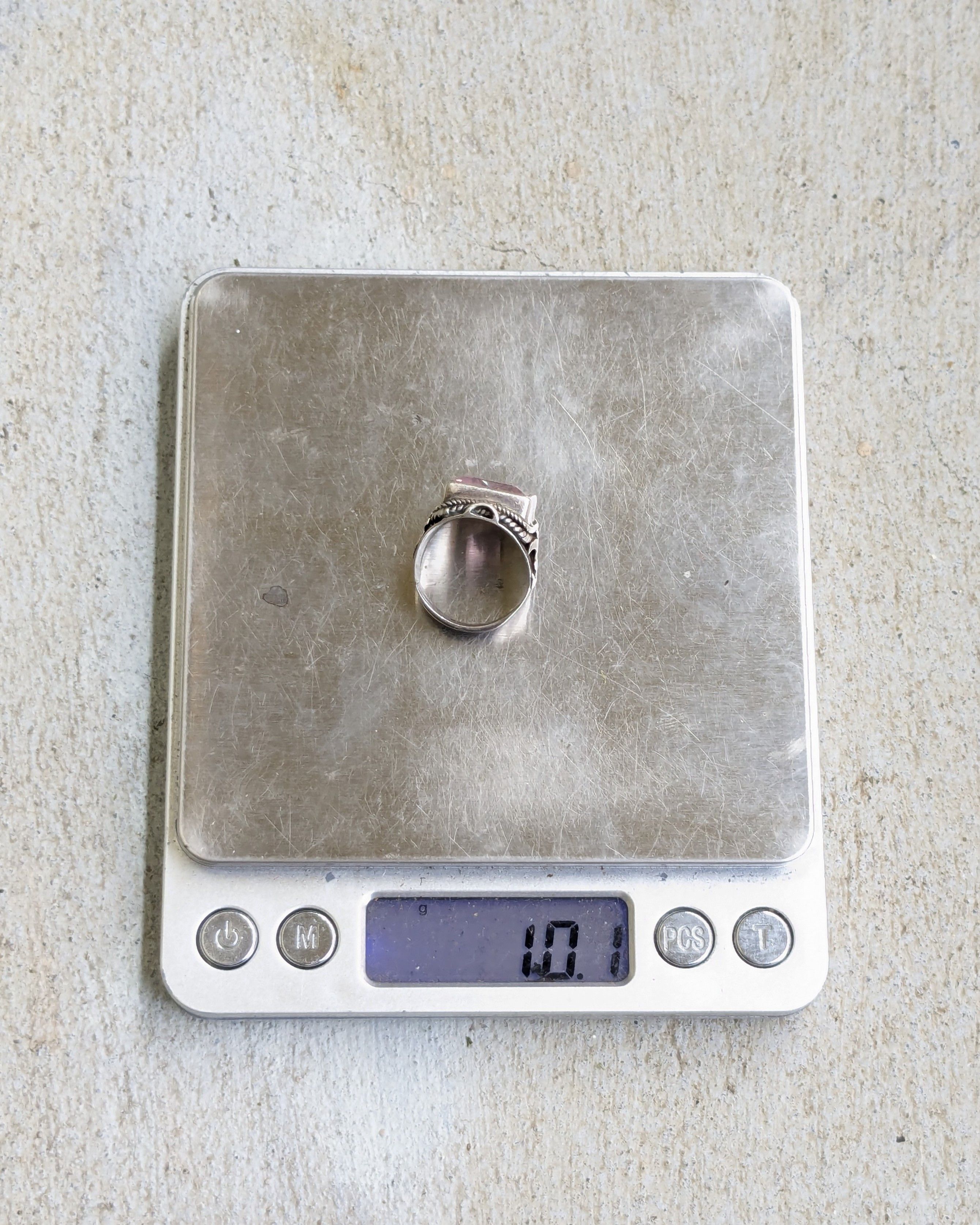 Jewelry × Vintage Vintage Sterling Silver Ring Pink Topaz 7.25 Square Ohm Om Size ONE SIZE - 11 Thumbnail