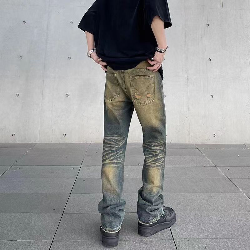 Vintage washed distressed rusty faded jeans
