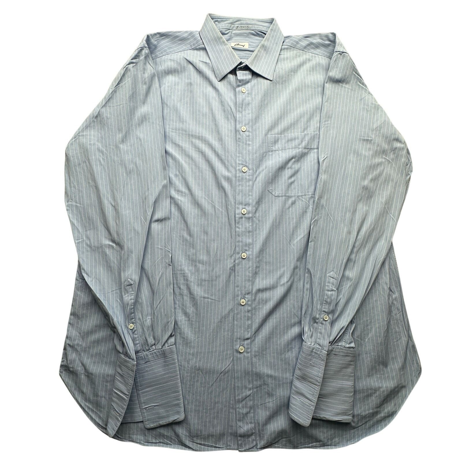 Brioni Brioni Pinstripe Blue Dress Shirt Mens 2XL Double Cuffs Size US XXL / EU 58 / 5 - 1 Thumbnail