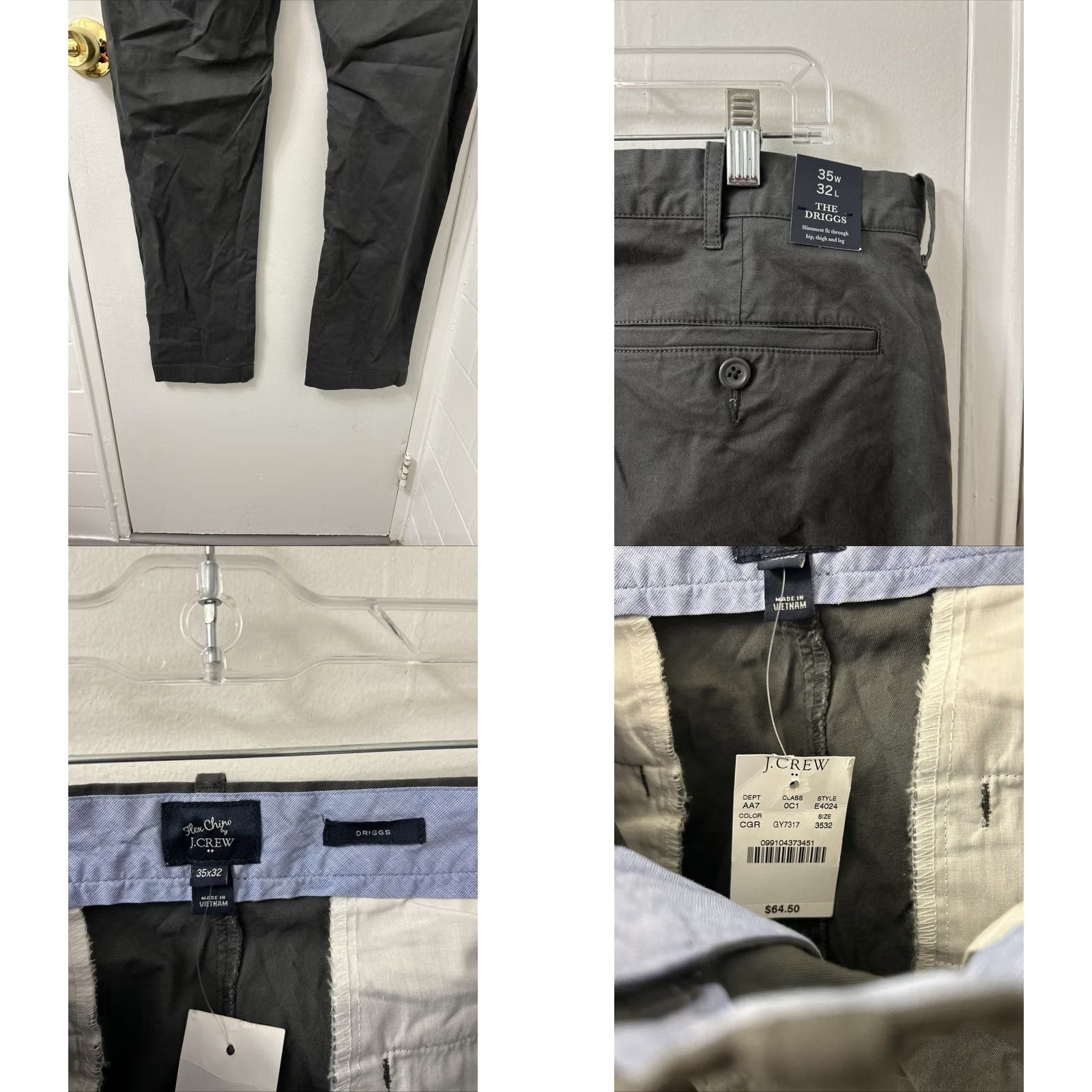 J.Crew J. Crew The Driggs Slim Fit Flex Chino Pants Mens 35x32 Gray Flat Front Tapered Regular Inseam 32"} Size US 35 - 8 Thumbnail