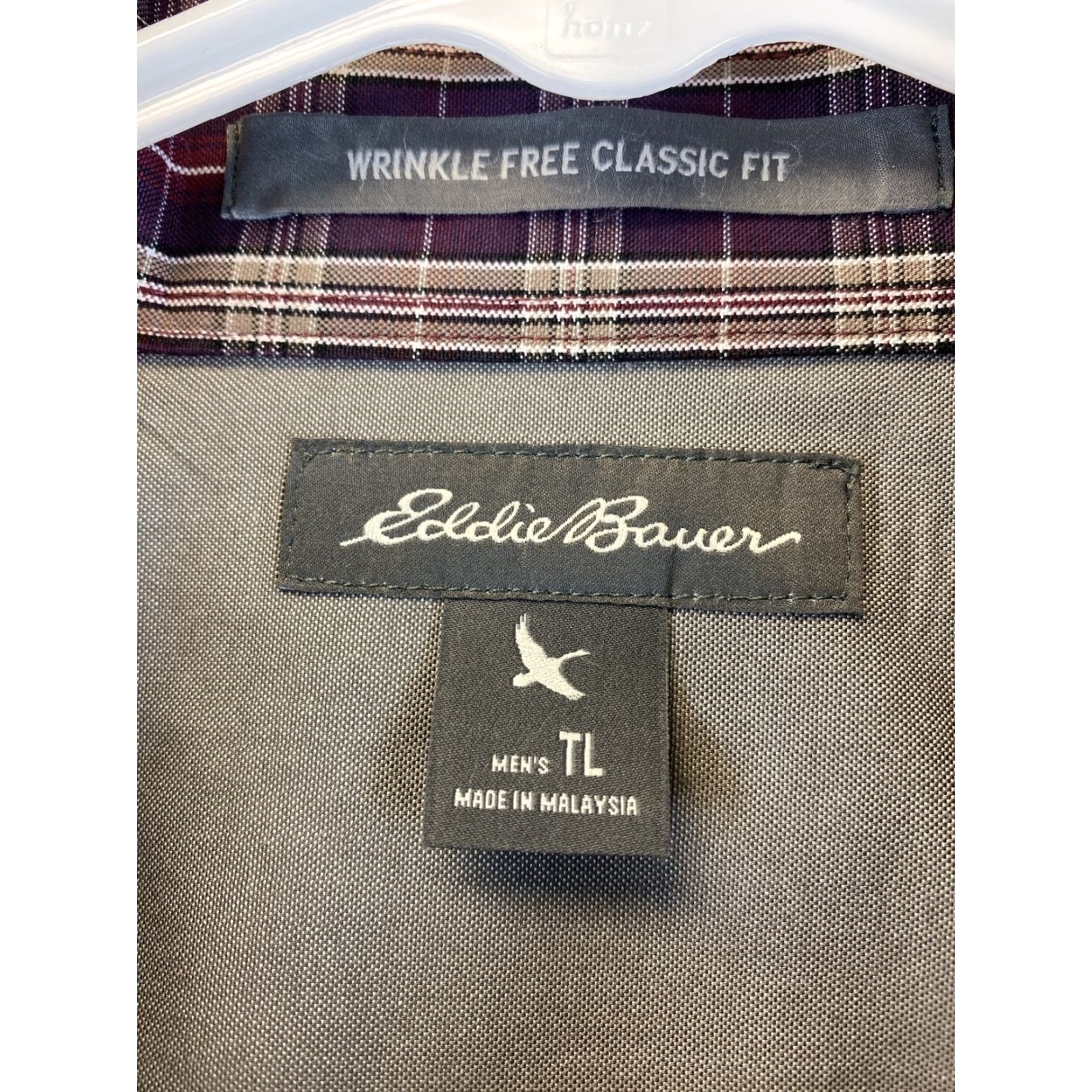 Eddie Bauer Eddie Bauer Button-Down Shirt Men LT Tall Plaid Maroon Long Sleeve 82-36 Size L TALL Mens Size US L / EU 52-54 / 3 - 6 Thumbnail