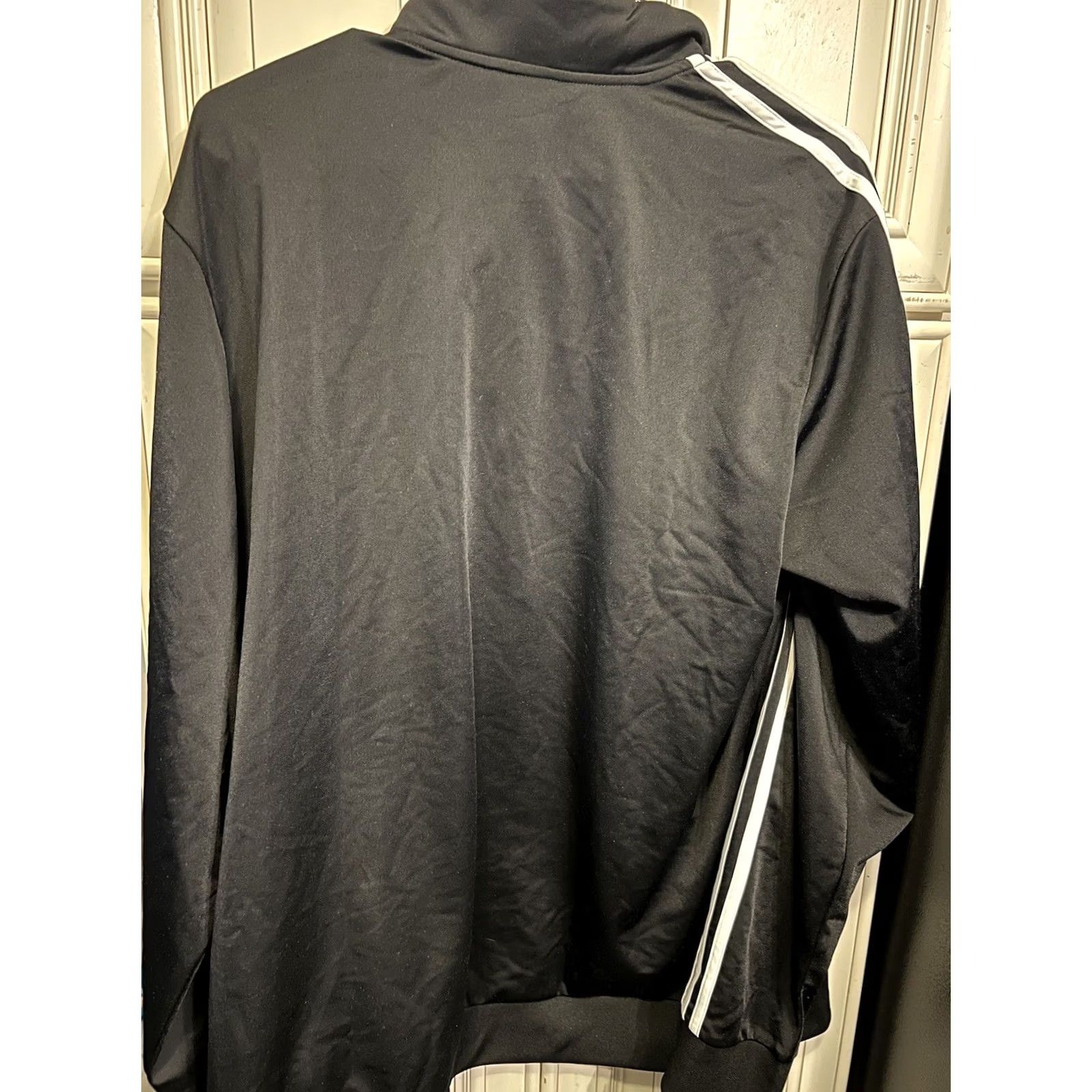 Adidas Adidas Men's Zip Front Jacket Black White Stripes Pockets Size XL Track Jacket Size US XL / EU 56 / 4 - 6 Thumbnail