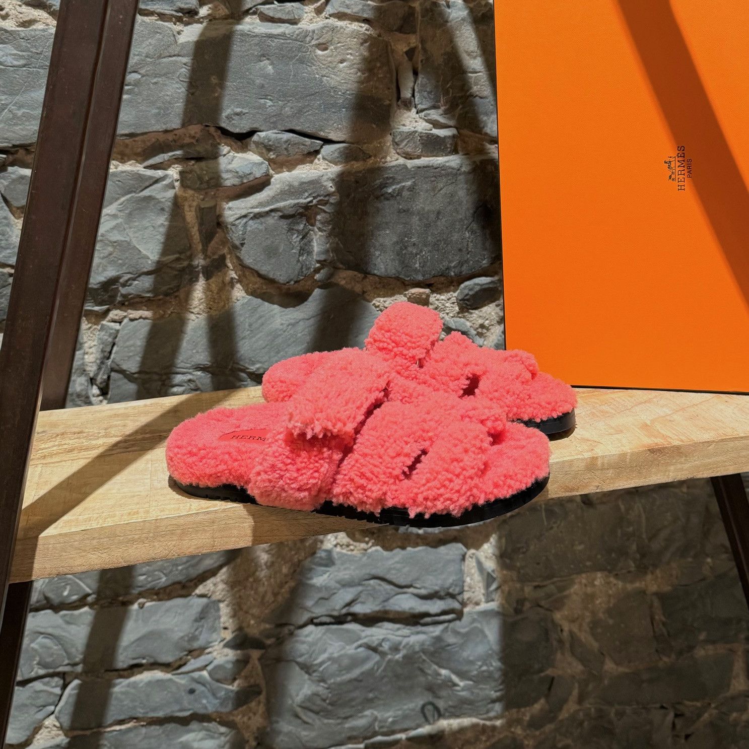Hermes Hermès Rose Du Désert Chypre Shearling Sandals Size US 5.5 / IT 35.5 - 1 Thumbnail