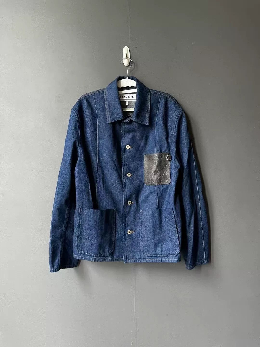 Loewe Loewe Dark Blue Leather Patch Denim Jacket Size US S / EU 44-46 / 1 - 1 Thumbnail