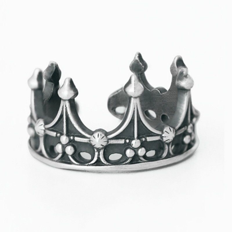 Jewelry Resizable 925 Sterling Silver Dark Crown Ring Size ONE SIZE - 1 Thumbnail