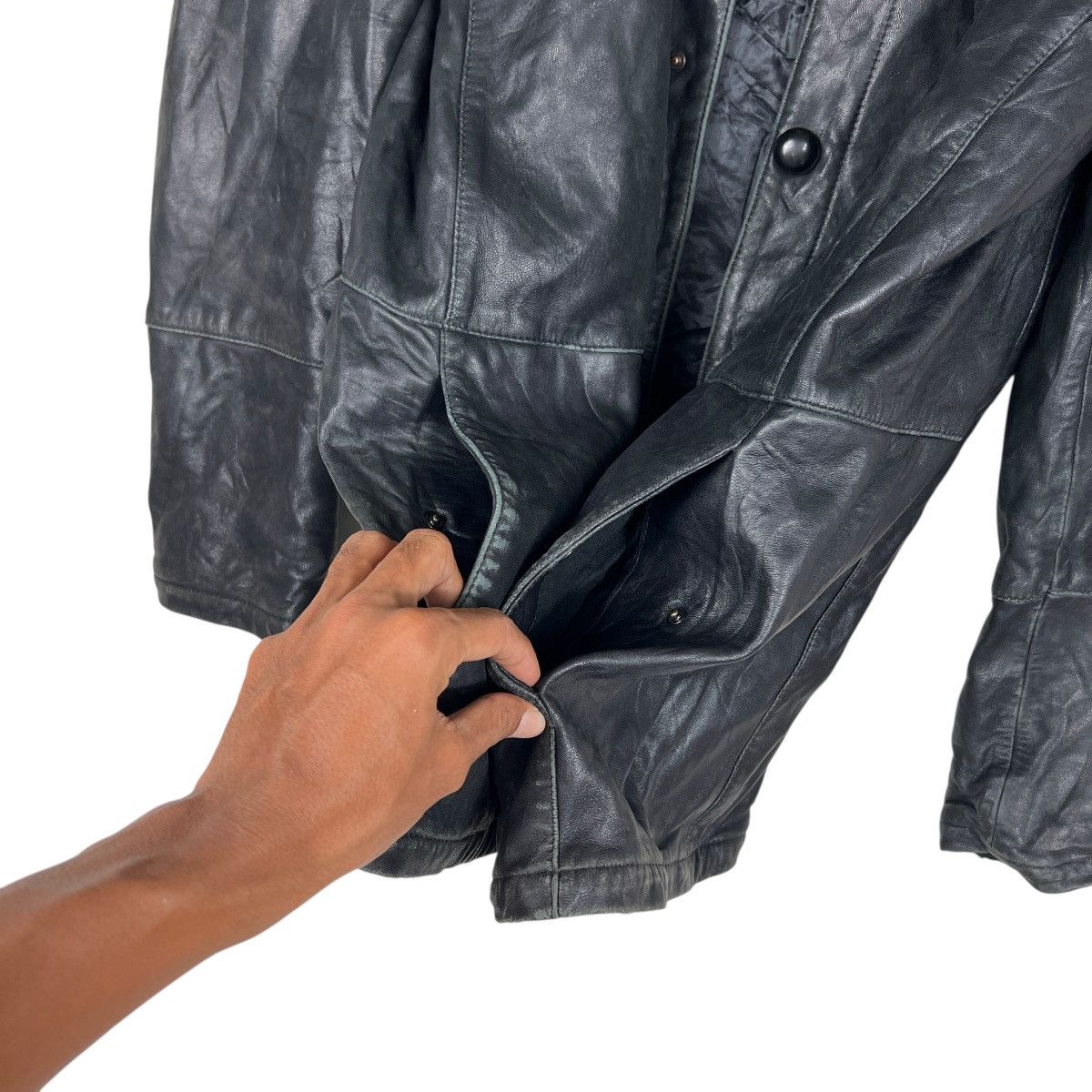 Giorgio Armani Vintage Giorgio Armani Leather Snap Button Jacket Size US L / EU 52-54 / 3 - 14 Thumbnail