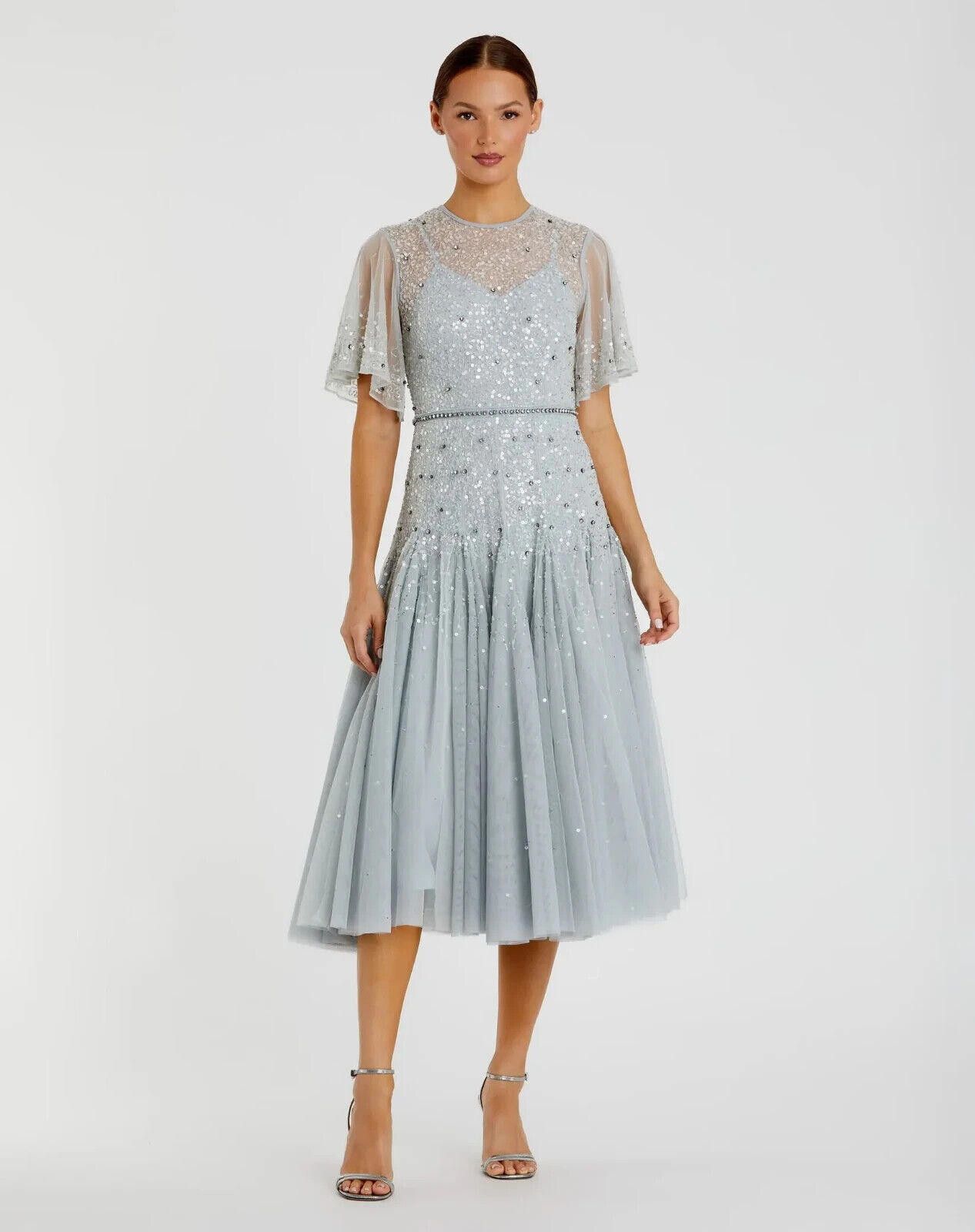 Mac Duggal 93655 Powder Blue 4 Cape dress beaded sequin