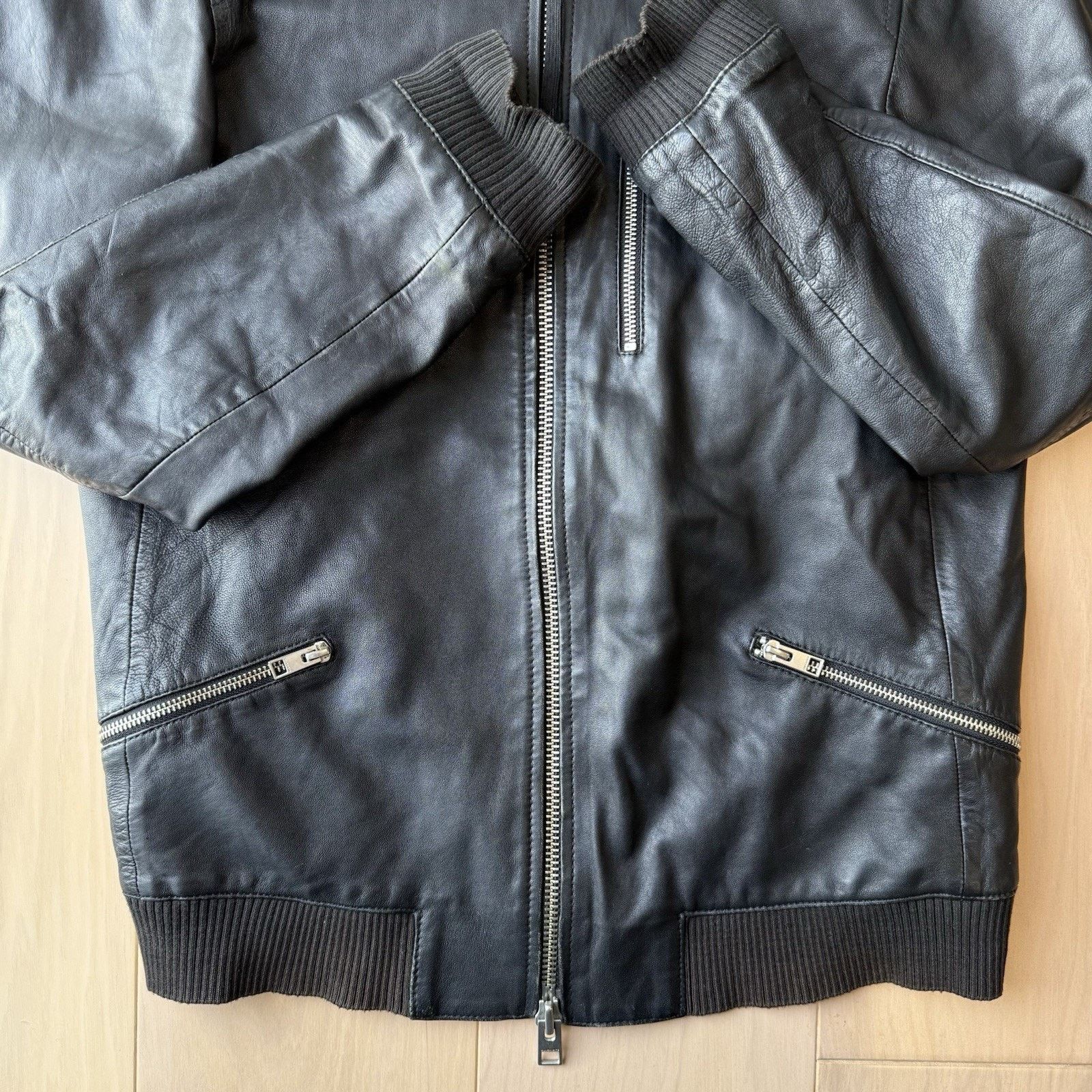 Allsaints All Saints Utility Bomber Jacket S Black Leather Full Zip Size US S / EU 44-46 / 1 - 5 Thumbnail