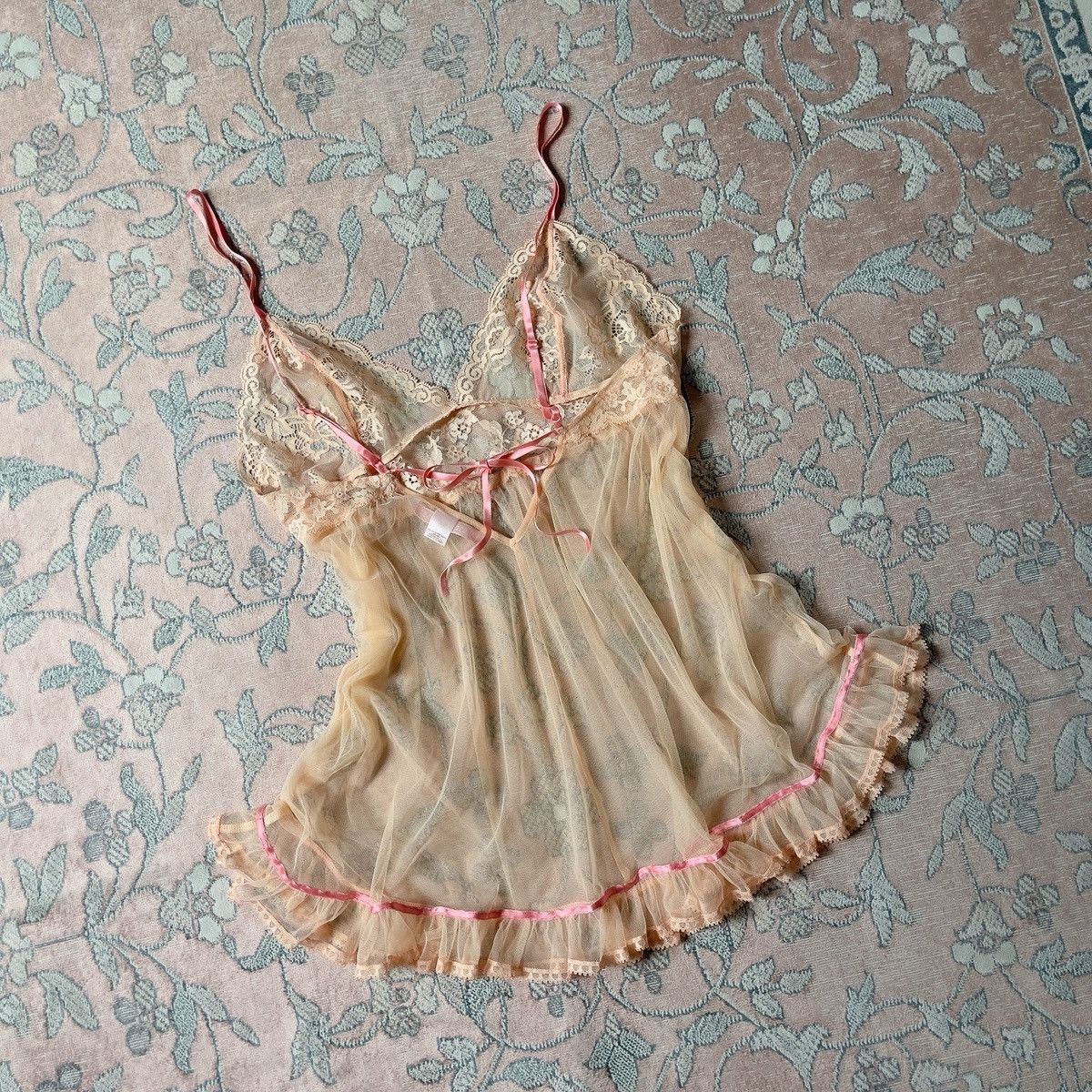 Victoria's Secret Victoria’s Secret Peach Sheer Mesh Mini Slip Dress (S) Size S / US 4 / IT 40 - 9 Thumbnail