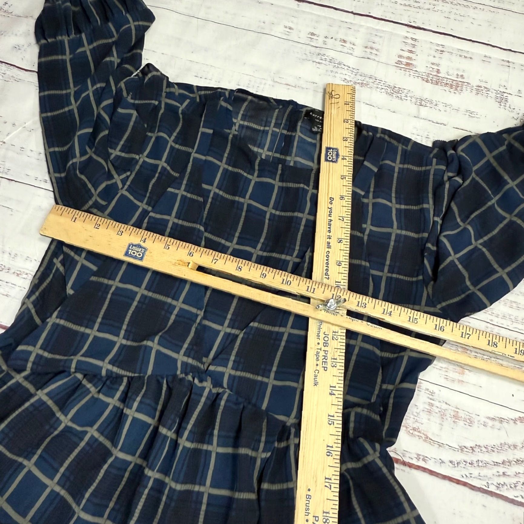 Vintage Current Air Womens XS Blue Plaid Long Sleeve Peplum Hem Blouse Keyhole Neck Size XS / US 0-2 / IT 36-38 - 3 Thumbnail